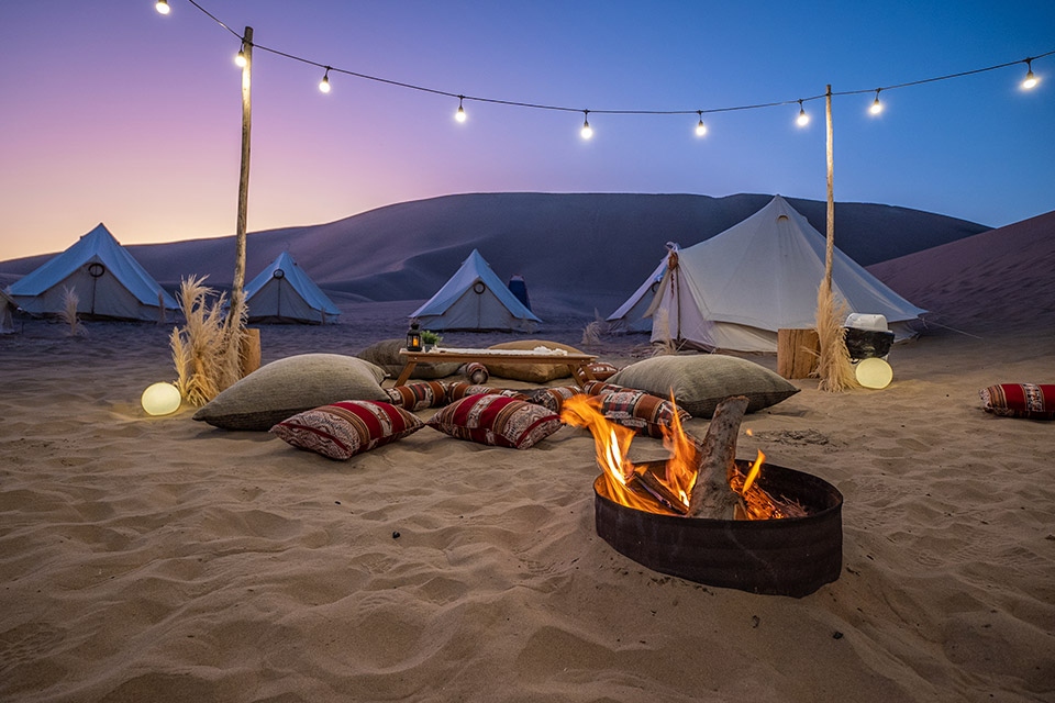 Campamento en el desierto de Huacachina